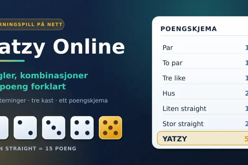 Yatzy Online – regler, kombinasjoner og poeng forklart for nybegynnere